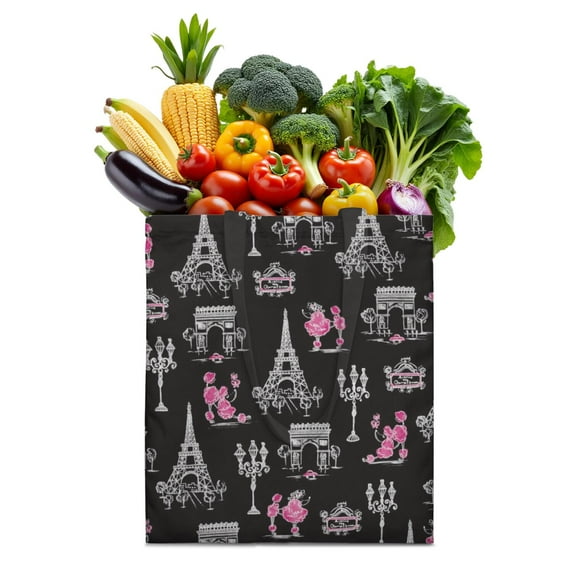 Vintage Travel Canvas Shopping Tote – Fashionable Paris Style Handbag for Vacation and Adventure