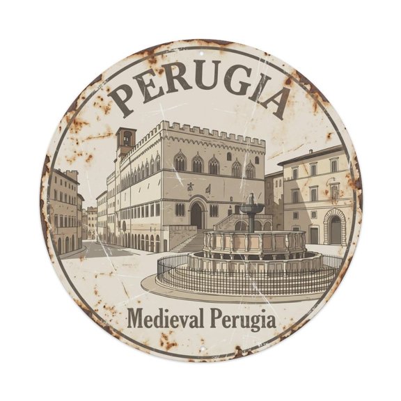 Vintage Travel Italian Square Wanderlust Vintage Metal Tin Sign Plaque Wall Decor for Cafe, Club, Garden Round Metal Poster 8x8Inch