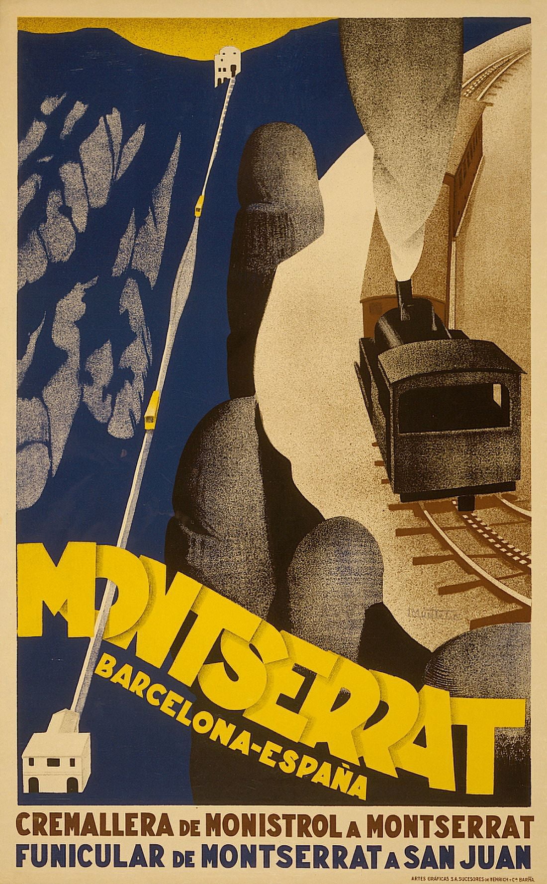 Vintage Travel Monserrat Barcelona Spain Canvas Art - (24 x 36)