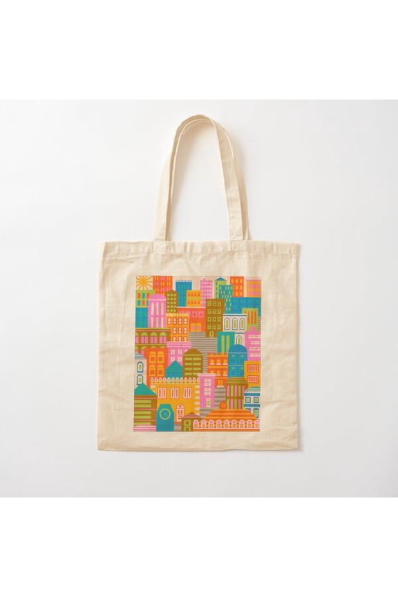 Vintage Travel Poster By Day - Unblink Studio By Jackie Tahara Cotton Tote Bag Canvas Tote Bag, Family Gift For Mother, Her