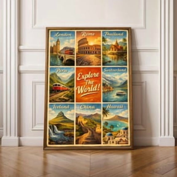 Vintage Travel Poster Collage, Poster Home Decor , Poster Print Only