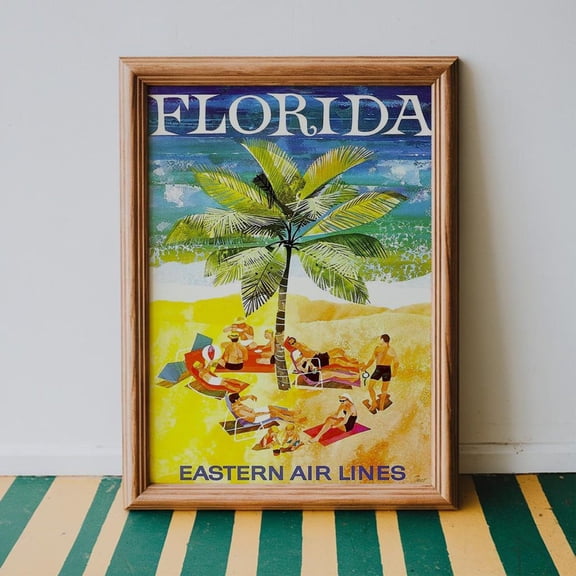 Vintage Travel Poster, Florida Travel, Florida Wall Art, Tropical Poster, Retro Wall Decor, House Decor, Wall Art Posters, Unframed Canvas Size 12x18