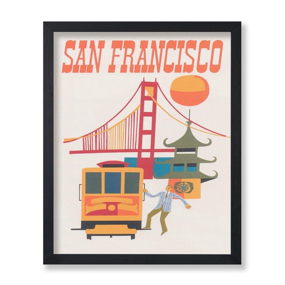 Vintage Travel Retro San Francisco Print Golden Gate Bridge Art Gift For Travel Lover Home Decor Wall Art