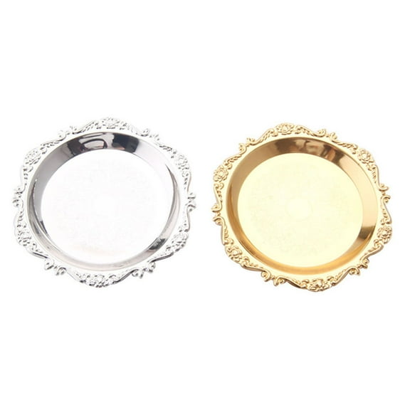 Vintage Tray Plates Round Jewelry Dish Farmhouse Decorative Plate Embossed Trinket Serving Charge Charger Antique Dinner