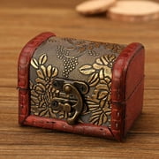 Vintage Treasure Chest, Handmade Decorative Wooden Treasure Chest Box with Map Motifs, Jewelry Storage Case Trinket Jewelry Keepsake Box for Home D cor Map