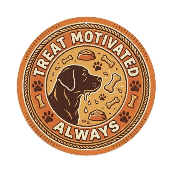 Vintage Treat Motivated Always Food Driven Vintage Metal Tin Sign Plaque Wall Decor for Cafe, Club, Garden Round Metal Poster 8x8Inch