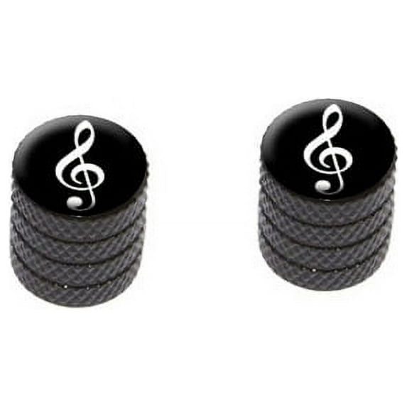 Vintage Treble Clef Music Black Bike Valve Stem Caps