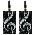 thumbnail image 1 of Vintage Treble Clef Music Black Luggage Tags Suitcase Carry-On ID, Set of 2, 1 of 1
