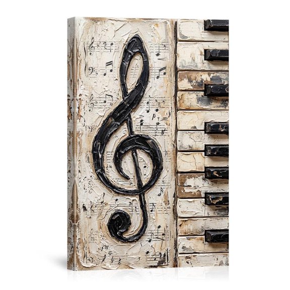 Vintage Treble Clef Piano Keys Rustic Music Note For Room Studio Living Room Canvas