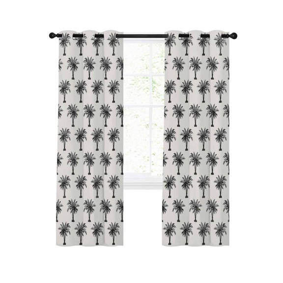 Vintage Tree Blackout Curtains 72 Inch Length Date Tree Tropical Plants Retro Beige Background Thermal Insulated Window Curtain Window Drapes 2 Panels for Bedroom Living Room 52"Wx72"L
