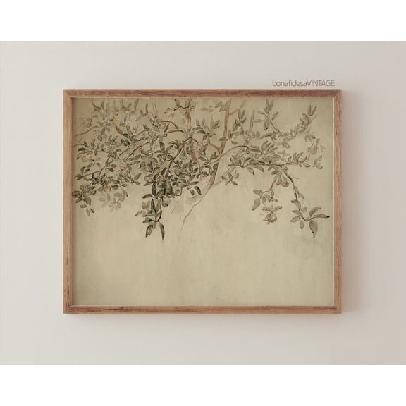 Vintage Tree Branch Print Poster, Botanical Wall Art Poster, Rustic Farmhouse Decor, Antique Sketch Poster, Neutral Art, Unframed Poster Size 16x24 F03.1.18l1836