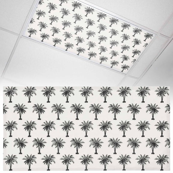 Vintage Tree Fluorescent Light Covers Date Tree Tropical Plants Retro Beige Background Magnetic Light Filters Ceiling Lighting Panel Shade for Classroom Office Home 2 x 4 ft, 1 Pack