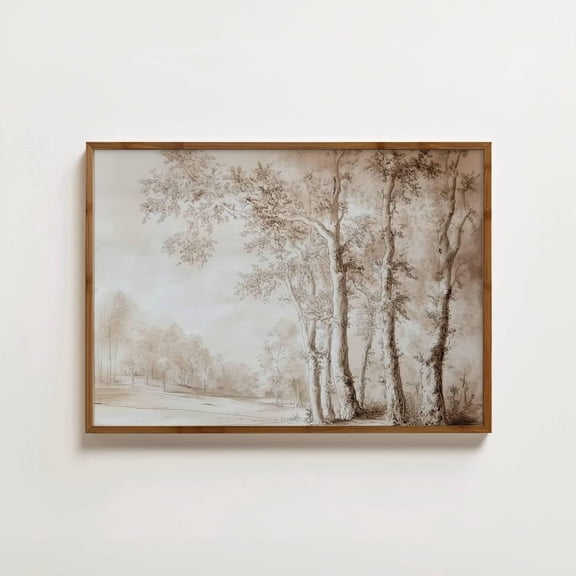 Vintage Tree Landscape Moody Woodland French Country Antique Tree Wall Decor Unframed Paper Print