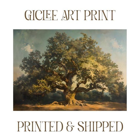 Vintage Tree Poster Live Oak Tree Botanical Cottagecore Wall Art Tree Of Life Art Vintage Botanical Poster Dark Cottagecore Decor, 24x36 UNFRAMED