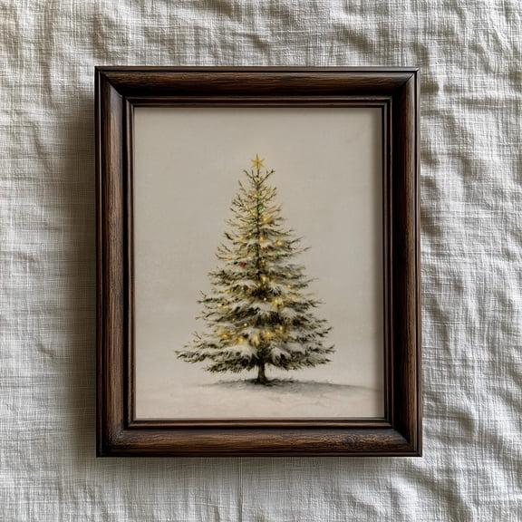 Vintage Tree Poster, Rusticwall Art, Festive Classic Farmhouse Decor, Neutral Winter Poster,, Unframed Poster Size 12x18