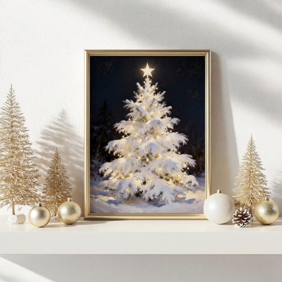 Vintage Tree Poster - Rusticwall Art - Snowy Winter Poster - Farmhouse ...