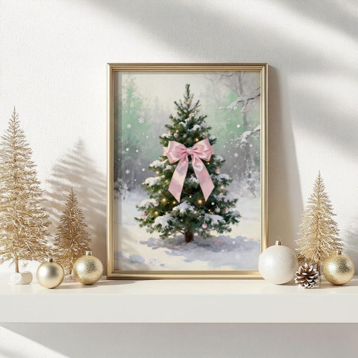 Vintage Tree Poster -Snowy Winter Wall Art - Rusticdecor -Coquette ...