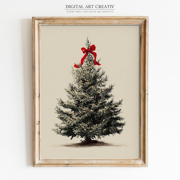 Vintage Tree Poster Wall Art, Festive Classic Winter UNFRAMED Poster, Wall Art for Decor, Present, 12x18