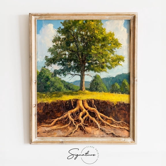 Vintage, Tree Root System Art, Rustic Autumn Landscape Decor, Earthy Nature Sceneable Wall Art 3887 Unframed Paper Print