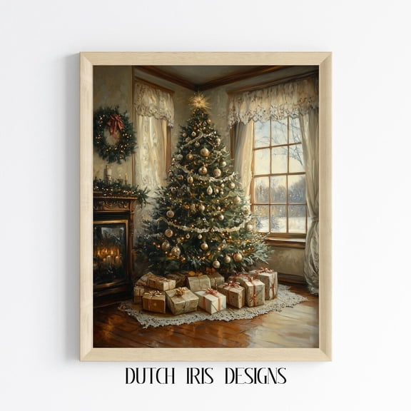 Vintage Tree Scene, Rusticdecor, Cozy, Winter Room Art, Festive, Cottagecore 653 Home Decor #1788, Unframed Poster Size 12x18