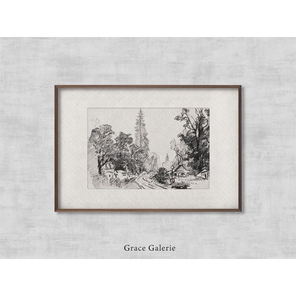 Vintage Tree Sketch, South Prairie, Vintage Etching, Neutral Grey Wall Art, Vintage Sketch Art, Soft Deco, Art Home Decor #2234, 12x18 UNFRAMED