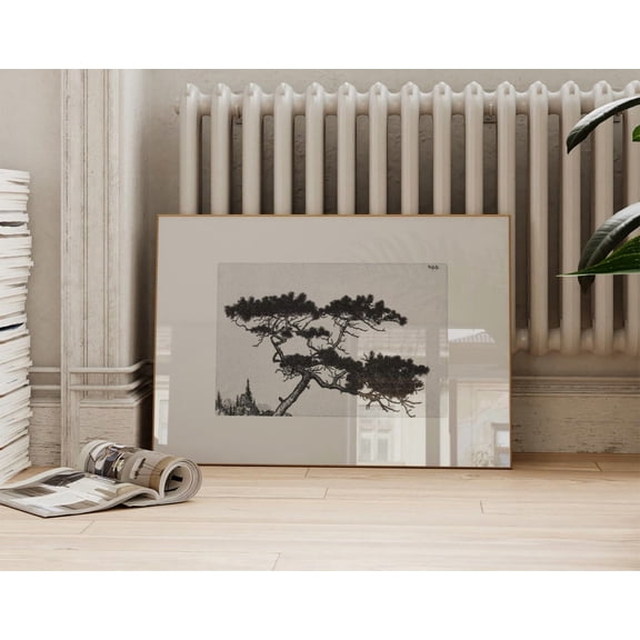 Vintage Tree Sketch Wall Art Print, Black And White Antique Etching Decor