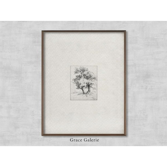 Vintage Tree Sketch, Willows, Vintage Etching, Neutral Grey Wall Art, Vintage Sketch Art, Soft Deco, Art 2139 UNFRAMED Poster, 8x12