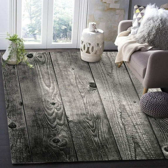 Vintage Tree Trunk Plank Area Rugs Grey Wood Grain Carpet Washable Non Slip Breathable Durable Portable Living Room Bedroom Study Dining Office 4x5 Non-slip Soft Home Decor Modern