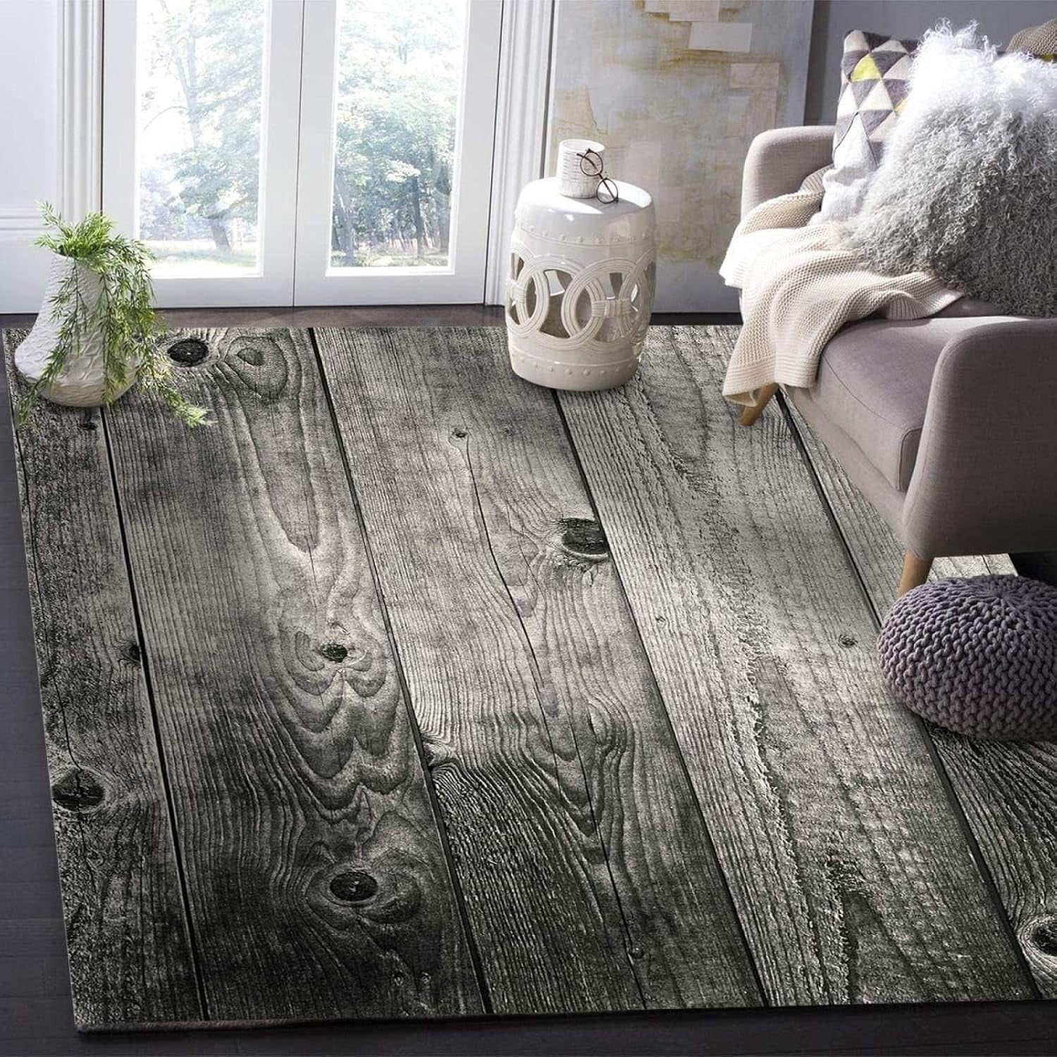 Wood Design Rug Vintage Tree Trunk Plank Area Rugs, Grey Wood Grain Area Rug, Art Home ...