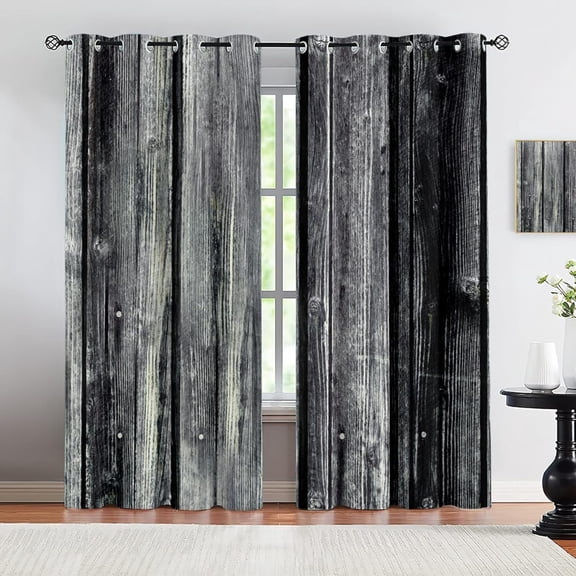 Vintage Tree Trunk Plank Window Treatments, Vintage Grey Wood Grain Blackout Curtains For Bedroom, Grommet Window Curtain For Bedroom Living Room Patio 52"W x 63"L (Pack of 2)