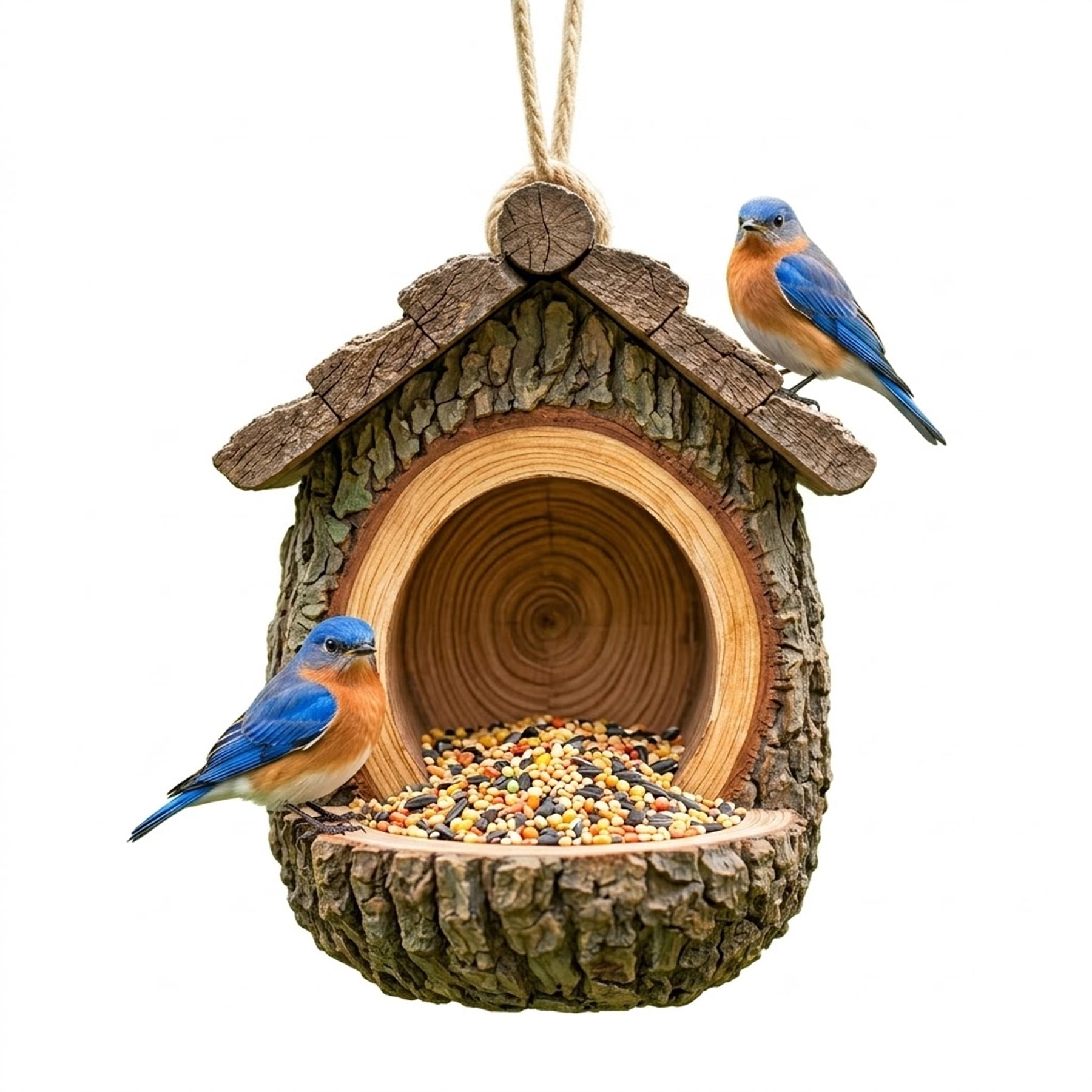 Vintage Treehouse Shape Bird Feeder, Bird Feeders for Outdoors, Waterproof Resin Tree-Mounted Sculpture, HummingbirdViewing Feeding (1PC
