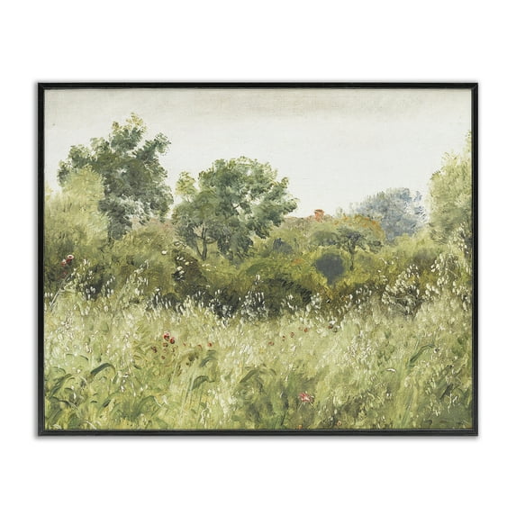 Stupell Industries Vintage Trees And Fields Black Framed Giclee Art, design by Leah Straatsma, 16 x 20