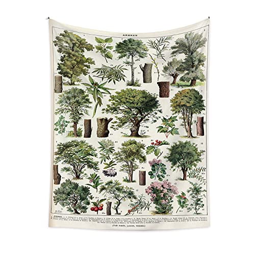 Vintage Trees of Life Tapestry Plants Leaves and Flower Tapestry Wall ...