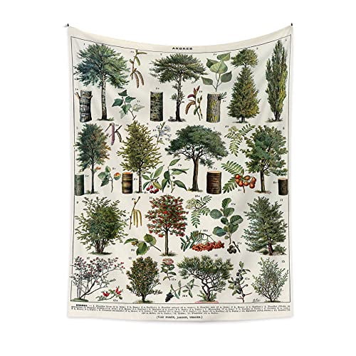 Vintage Trees of Life Tapestry Plants Leaves and Flower Tapestry Wall
