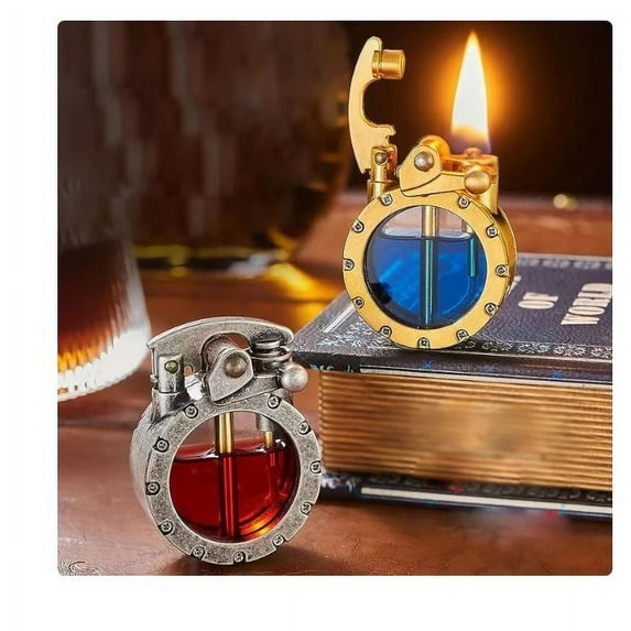 Vintage Trench Lighter, Transparent Kerosene Lighter, Creativity and Personality Antique Steampunk Lighter Cool Unique Lighter for Men