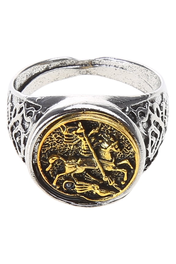 Vintage Trend Men's Strong Alloy Saint George Portrait Roman Soldier Jewelry Rings Gift for Men Boy Teen