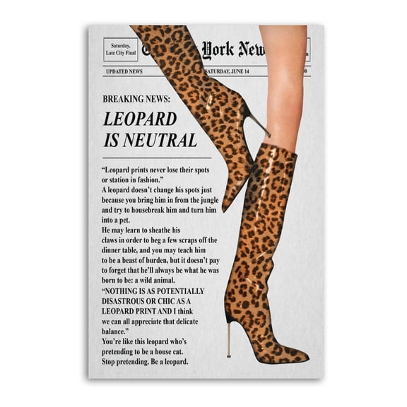 Vintage Trendy Leopard Room Decor Funky Leopard Boots Room Aesthetic Poster Print Art Wall Painting Canvas Posters Gifts Modern Bedroom Decor 16x24inch(40x60cm)