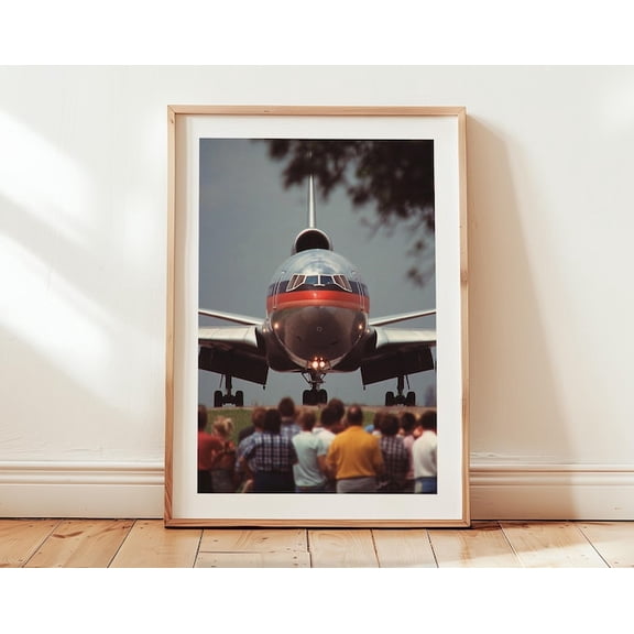 Vintage Tri Jet Airplane Retro Aviation Photography Wall Art, Unframed Paper Poster 24x36in