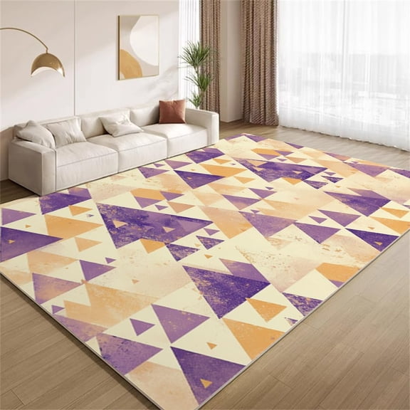 Vintage Triangle Area Rugs, Creative Geometric Arcade Carpet, Washable Non Slip Low Pile Soft Rug for Living Room Bedroom Study Decor Mat 5ftx6ft