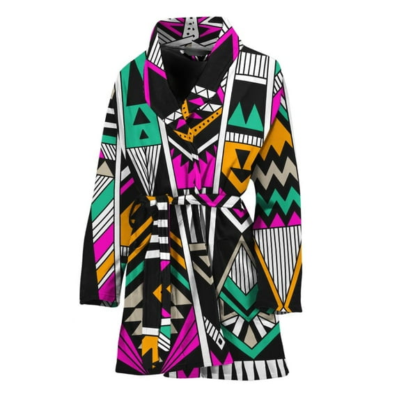 Vintage Tribal Aztec Pattern Women Bathrobe One Size Univeral Fits Fashion Lightweight Plush Fleece Long Robe For Women
