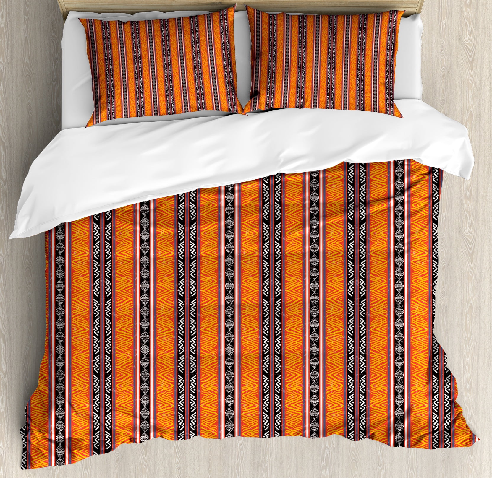 Vintage Tribal Duvet Cover Set, Colorful Wild Boho Art Pattern