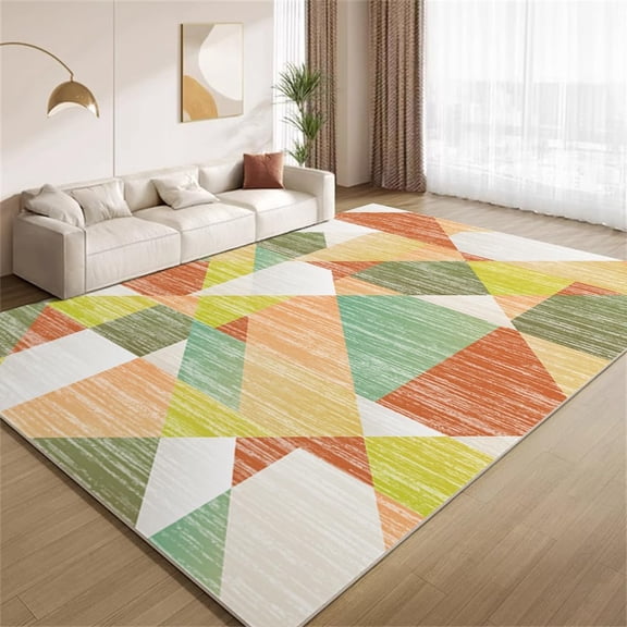Vintage Tribal Geometric Area Rugs, Colorful Art Carpet, Washable Non Slip Low Pile Soft Rug for Living Room Bedroom Office Decor Mat 2x3ft