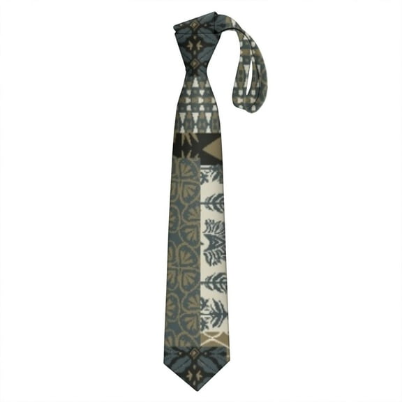 Vintage Tribal Patterns Satin Necktie - Rustic Wedding Tie for Men