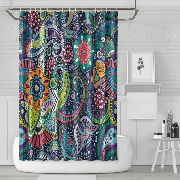 Vintage Tribal Shower Curtain 72x72 Inches Polyester Bohemian Style Bathroom Decor with Artistic Motifs