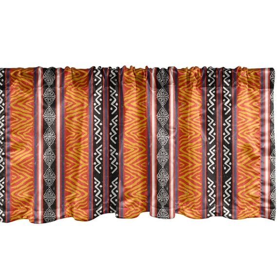 Ambesonne Vintage Tribal Window Valance, Wild Boho Art, 42" x 12", Charcoal Grey Orange