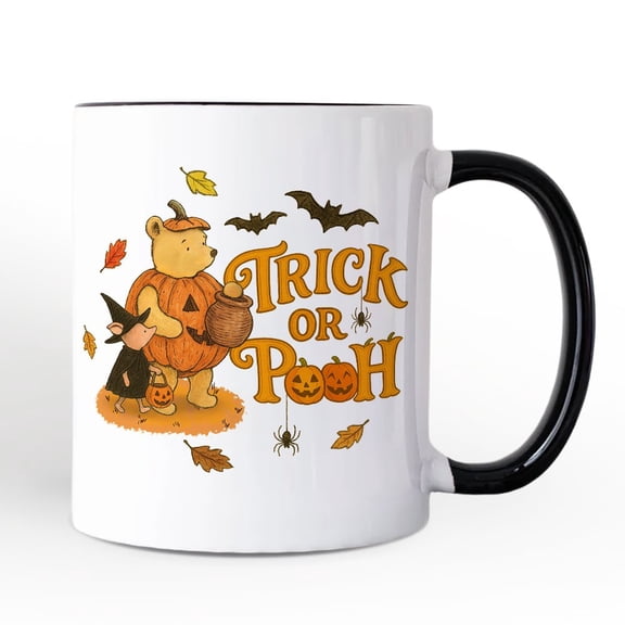 Vintage Trick or Pooh Personalized Mug, Pooh Bear and Friends in Halloween Costume Gift with Custom Name