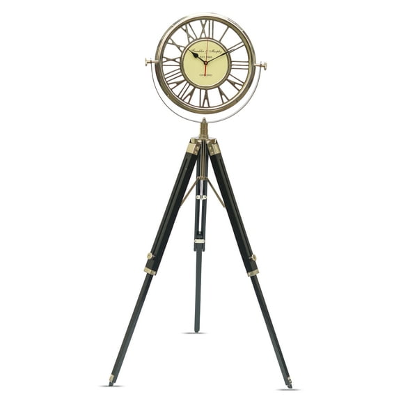 Vintage Tripod Floor Clock Elegant Industrial Decor