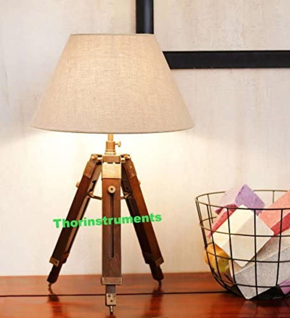 Vintage Tripod Table Adjustable Lamp Stand Tripod- Home Decor - Lamp Shade Not Included, BEAUTIFUL LAMP STAND By Brand THORINSTRUMENTS with device