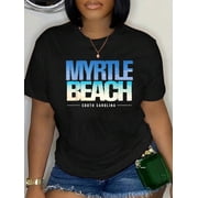 Vintage Tropical Beach Myrtle Beach South Carolina Souvenir Relaxed Fit Classic Comfort Cotton T-Shirt Womens Mens Graphic Tee Crew Neck summer vacation Tops