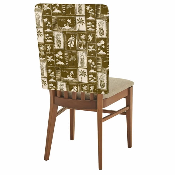 Vintage Tropical Chair Back Covers Set of 4 Pineapple Palm Tree Summer Vacation Brown Removable Dining Chair Slipcovers Washable Seat Protector for Restaurant Party Banquet Kichen Decor